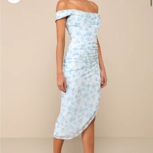 Lulus blue floral midi dress